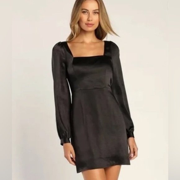 Lulus Size: Large Got The Love Black Satin Mini Dress - Picture 1 of 10